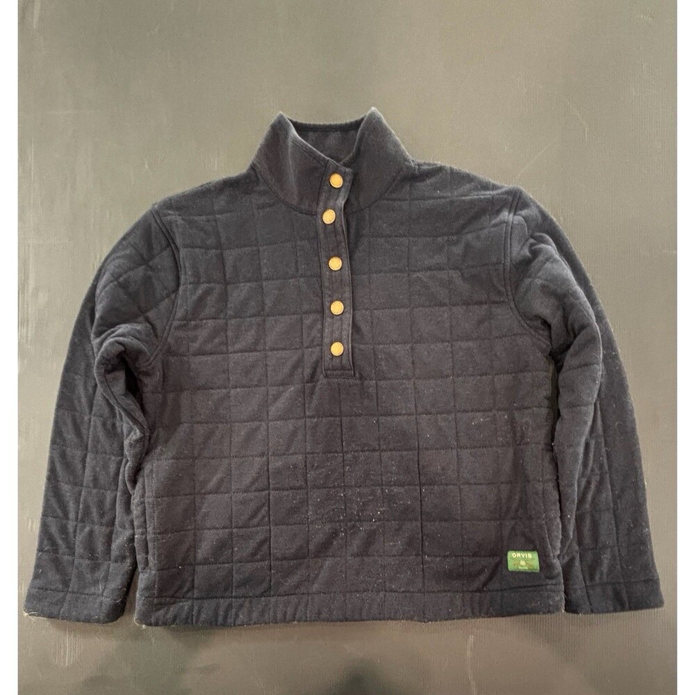 Orvis Men’s Battenkill Quilted 1/4-Snap Sweatshirt Navy, Medium